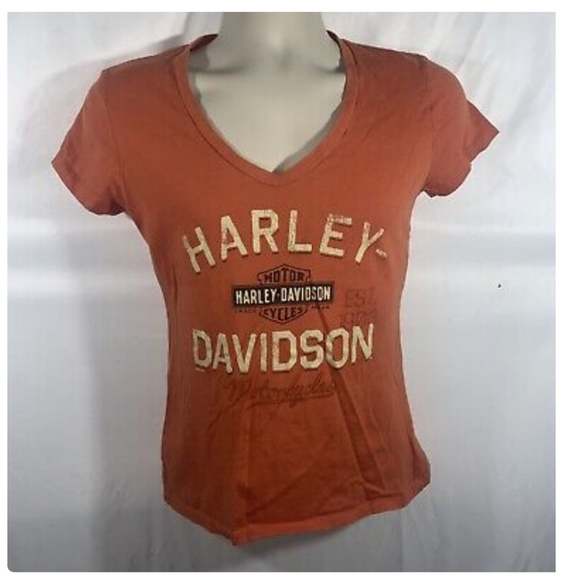 Harley-Davidson Tops - Harley Davidson Women's Size Small Orange Tee Shirt▪